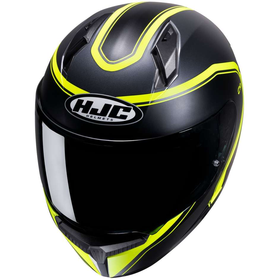 Integral Motorcycle Helmet Hjc C10 ELIE MC3HSF Matt Black Fluo Yellow