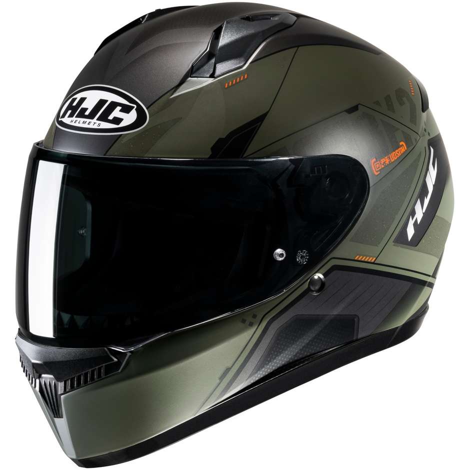 Integral Motorcycle Helmet Hjc C10 INKA MC7SF Matt Black Green