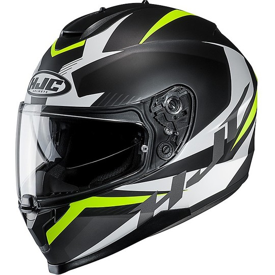 Integral Motorcycle Helmet HJC C70 Double Visor Troky MC4HSF Black Yellow Fluo