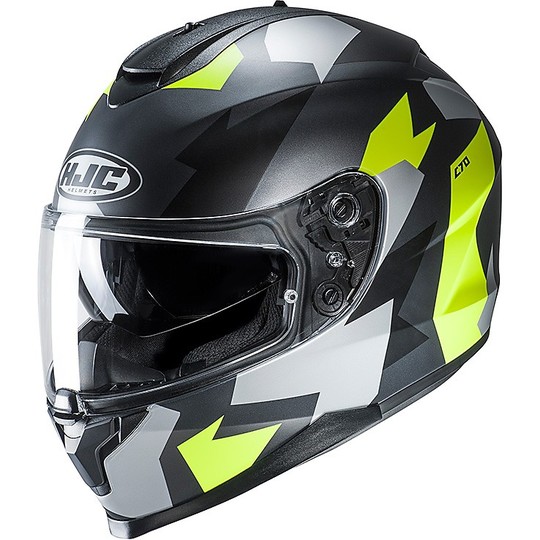 Integral Motorcycle Helmet HJC C70 Double Visor Valon MC4HSF Black Fluo yellow