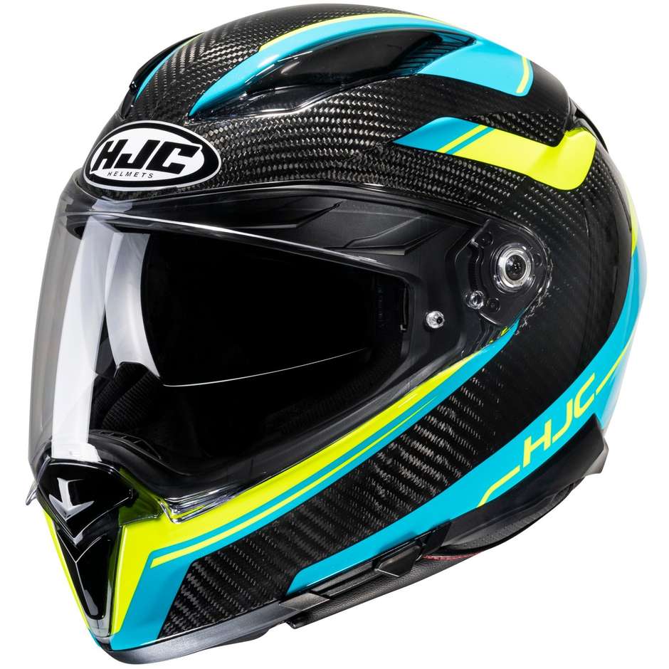 Integral Motorcycle Helmet Hjc F70 CARBON UBIS MC34H Blue Yellow Fluo