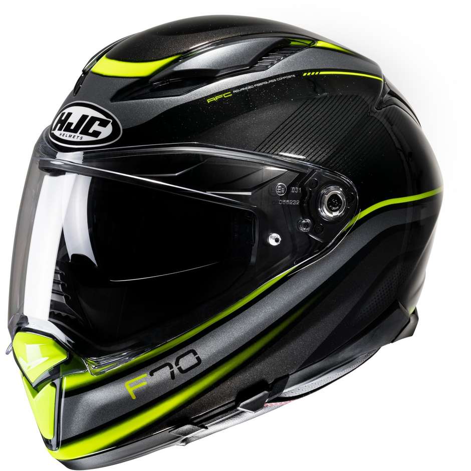 Integral Motorcycle Helmet Hjc F70 DIWEN MC3H Black Yellow Fluo