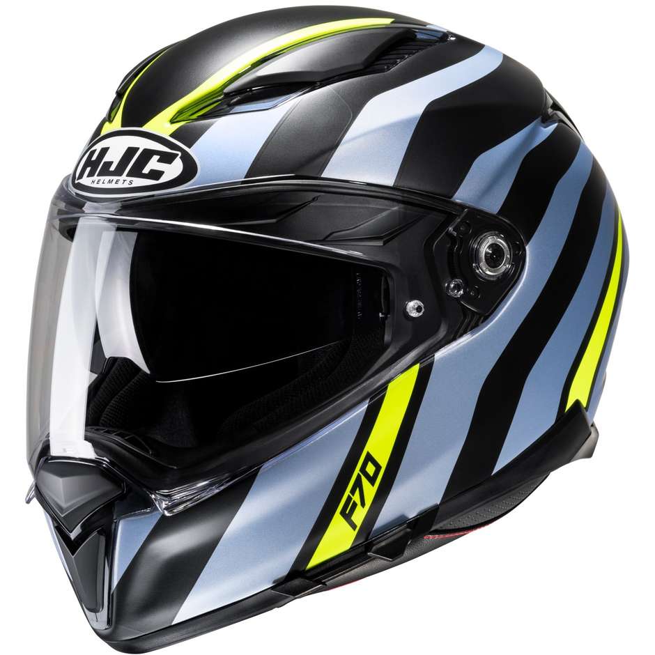 Integral Motorcycle Helmet Hjc F70 GALLA MC3HSF Matt Black Fluo Yellow