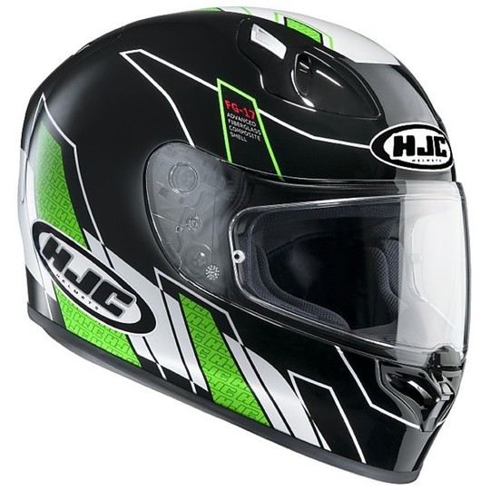 Integral motorcycle helmet HJC FG-17 Zodd Black White Green MC-4