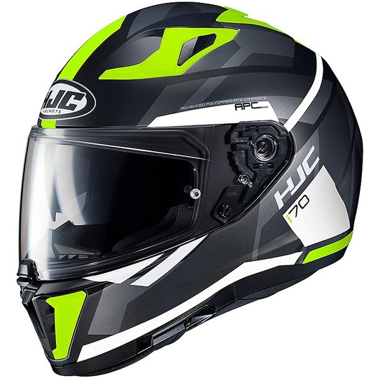 Integral Motorcycle Helmet HJC I70 Double Visor Elim MC4HSF Black Yellow Fluo