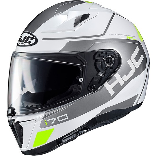 Integral Motorcycle Helmet HJC I70 Double Visor Karon MC10 White Yellow Fluo