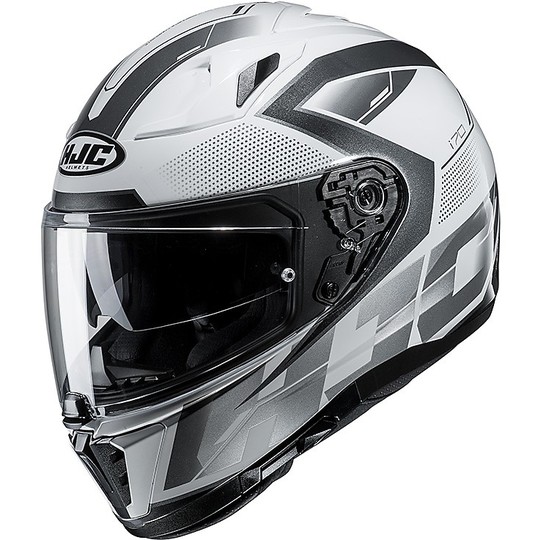 Integral Motorcycle Helmet HJC I70 Double Visor MC5 Asymmetric Black White Silver