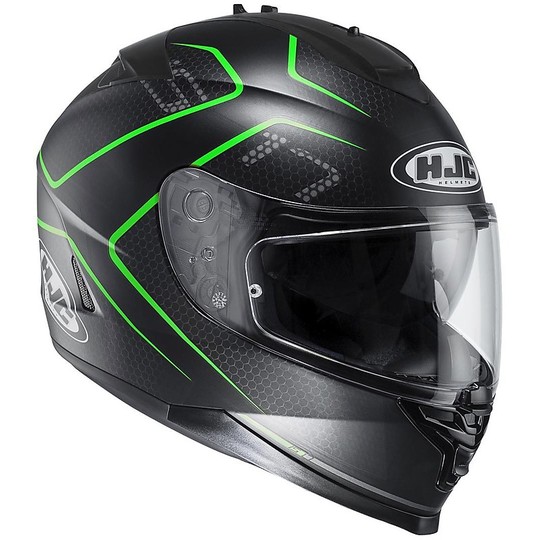 Integral Motorcycle Helmet HJC IS17 Double Visor Lank MC-40SF Black Green