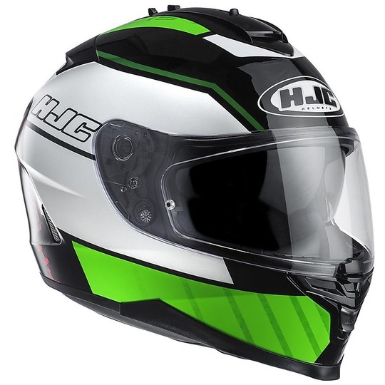 Integral Motorcycle Helmet HJC IS17 Double Visor tridents MC-4 Black Green