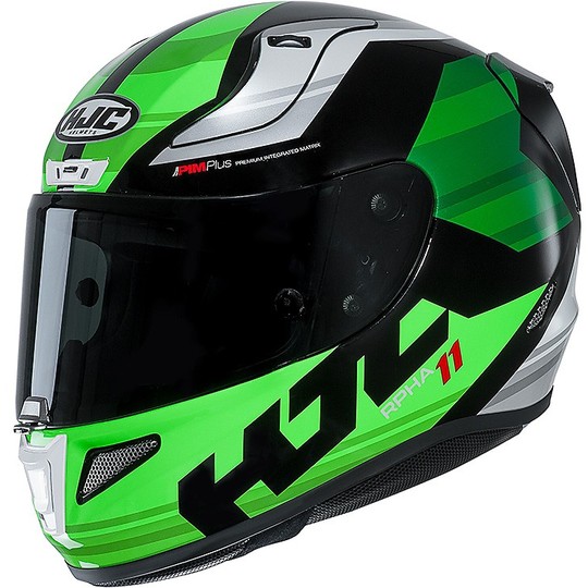 Integral Motorcycle Helmet Hjc RPHA 11 Naxos MC4 Black Green For Sale