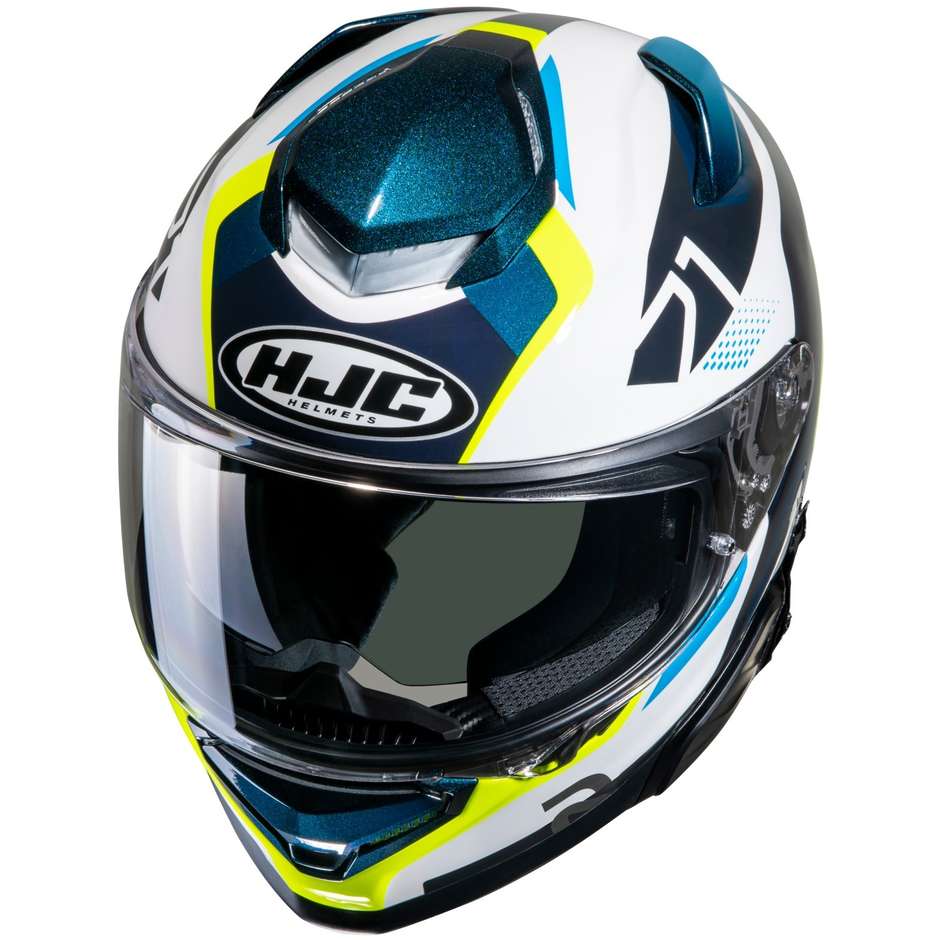 Integral Motorcycle Helmet Hjc RPHA 71 HAPEL MC3H White Blue Yellow Fluo