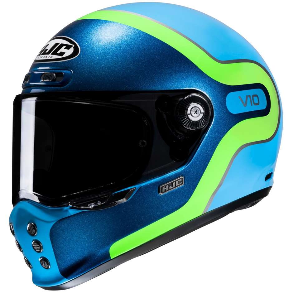 Integral Motorcycle Helmet Hjc V10 GRAPE MC24 Blue Blue Green