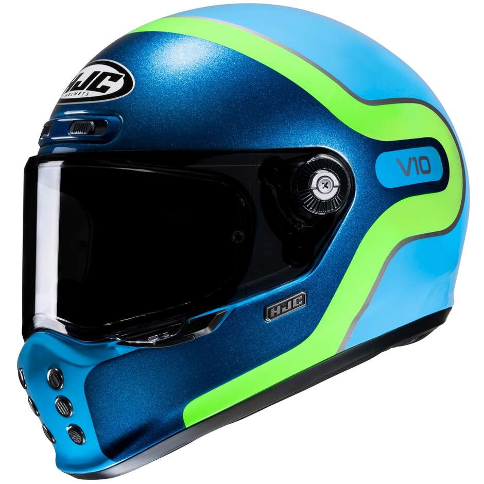 Integral Motorcycle Helmet Hjc V10 GRAPE MC24 Blue Blue Green