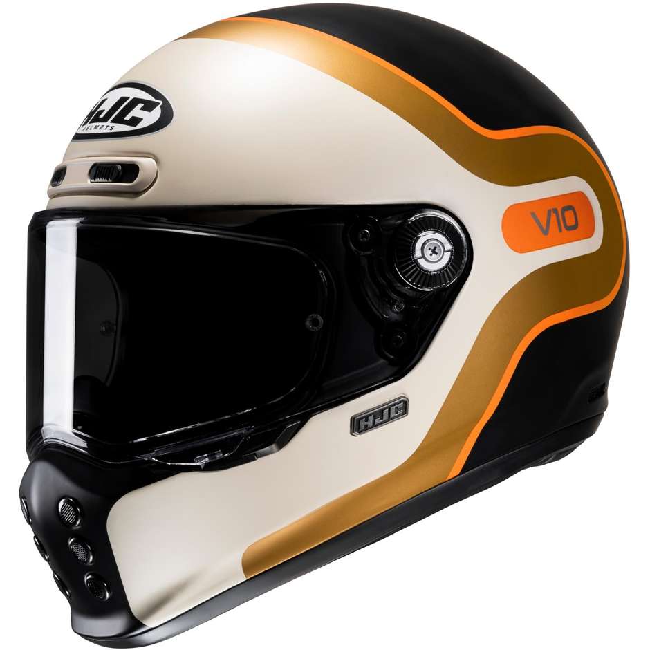 Integral Motorcycle Helmet Hjc V10 GRAPE MC7SF White Gold Matt Black
