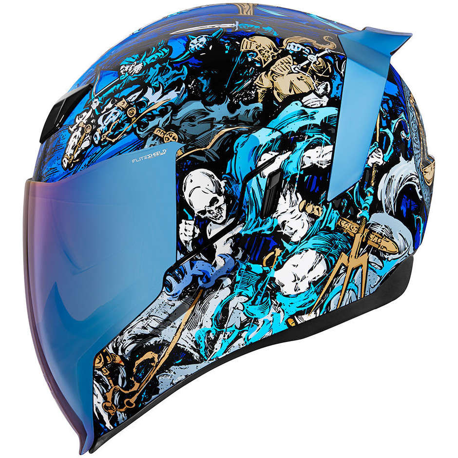 Integral Motorcycle Helmet Icon AIRFLITE 4HORSEMEN Blue