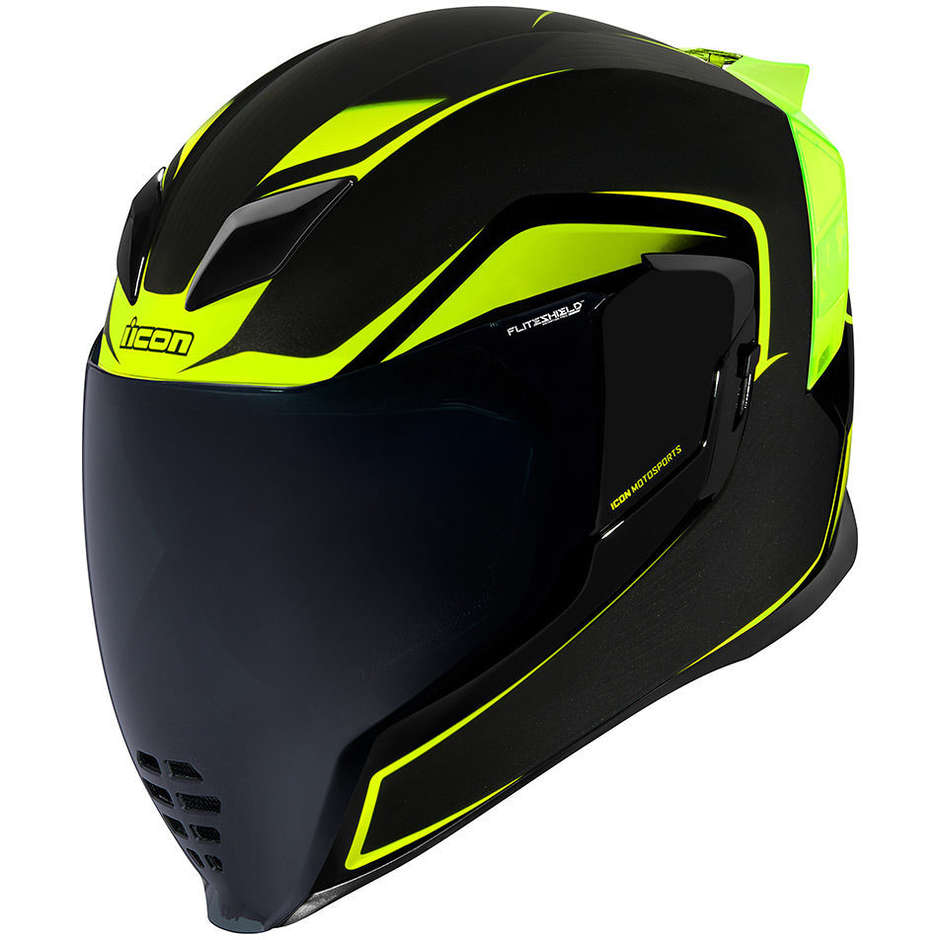 Integral Motorcycle Helmet Icon AIRFLITE CROSSLINK Yellow Fluo