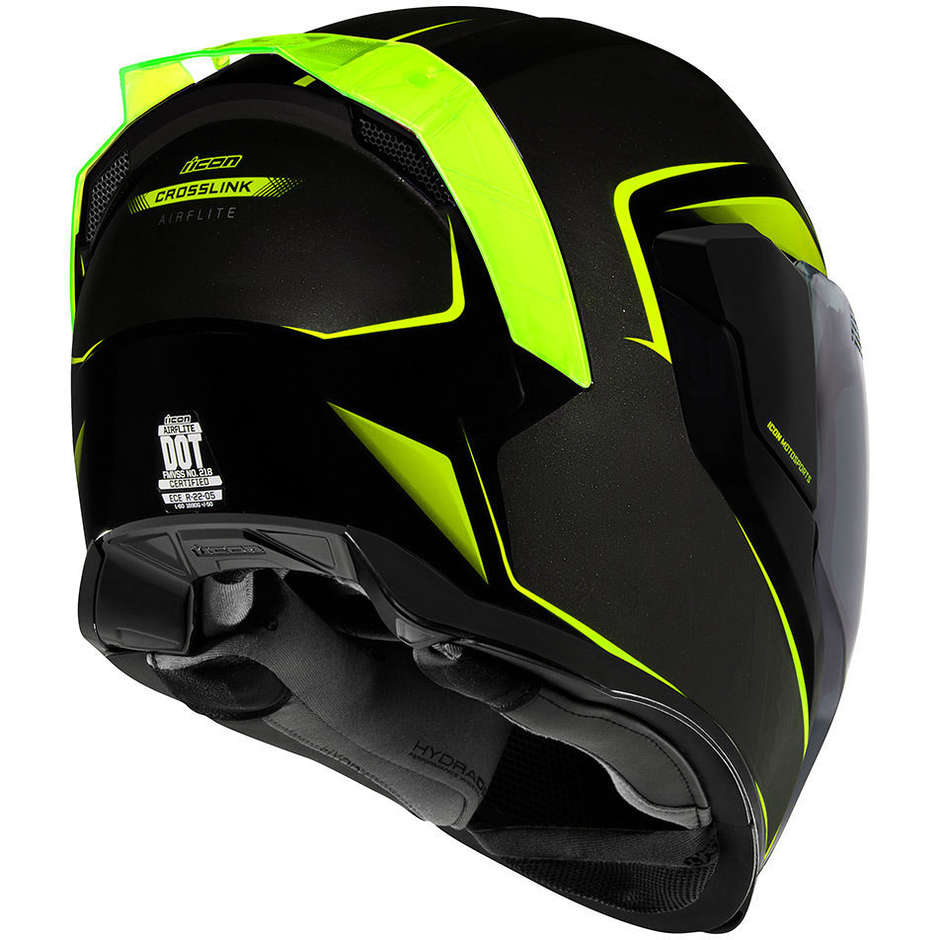 Integral Motorcycle Helmet Icon AIRFLITE CROSSLINK Yellow Fluo