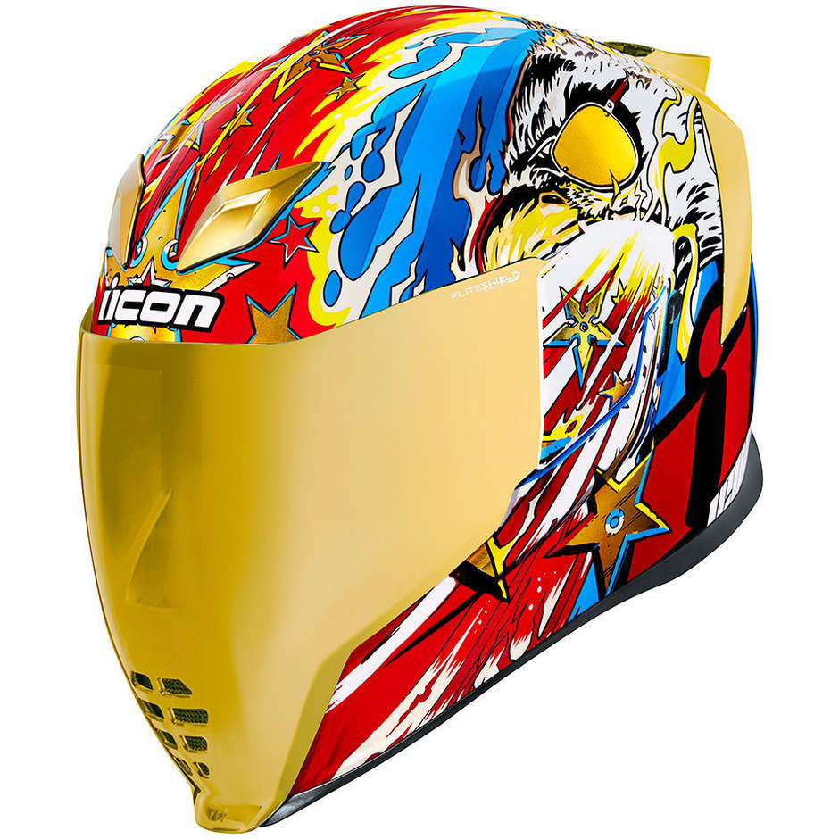 Integral Motorcycle Helmet Icon AIRFLITE FREEDOM SPITTER Gold