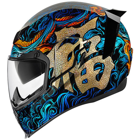 Integral Motorcycle Helmet Icon AIRFLITE Good Fortune Blue