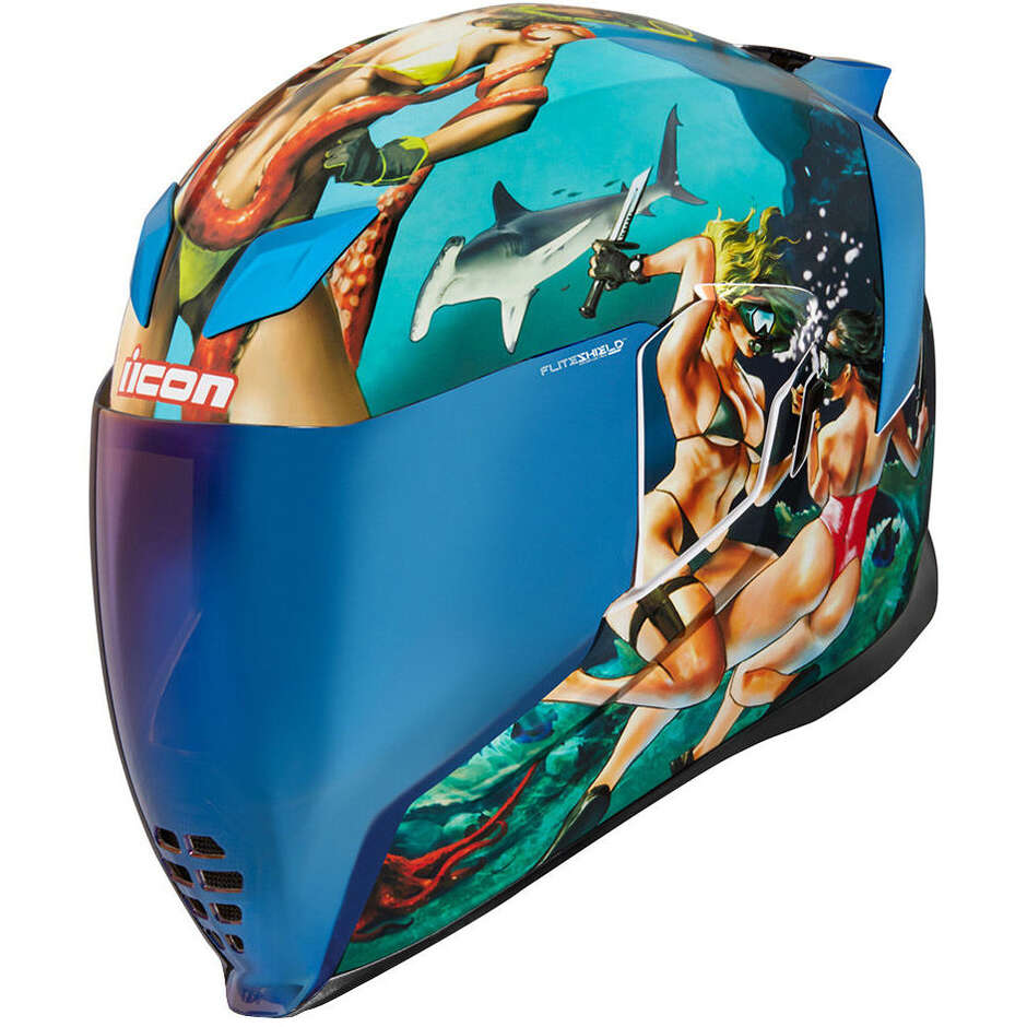 Integral Motorcycle Helmet Icon AIRFLITE PLSURDME4 Blue