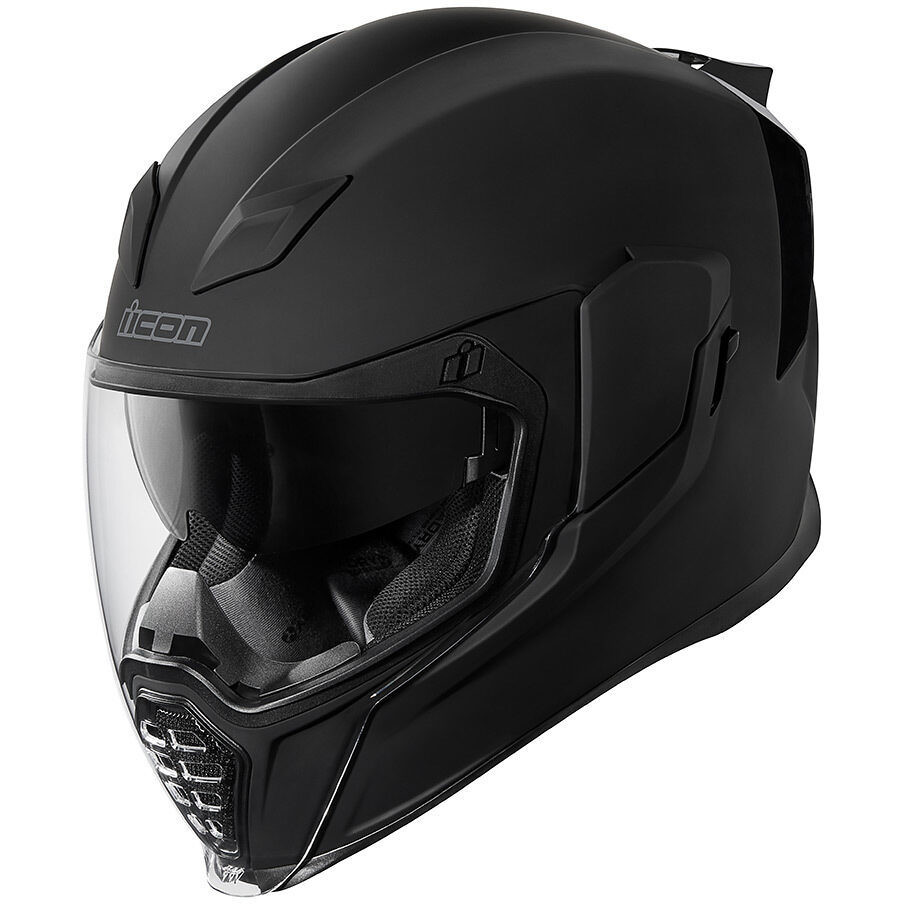Integral Motorcycle Helmet Icon AIRFLITE Rubatone Nero Opaco