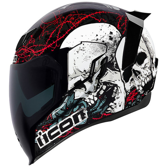 Integral Motorcycle Helmet Icon AIRFLITE Skull 18 Black