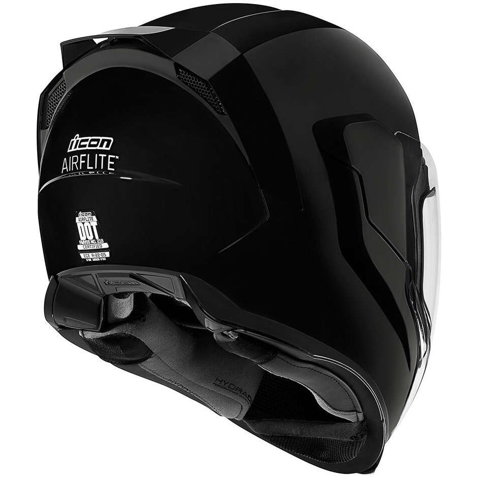 Integral Motorcycle Helmet Icon AIRFLITE Solid Glossy Black