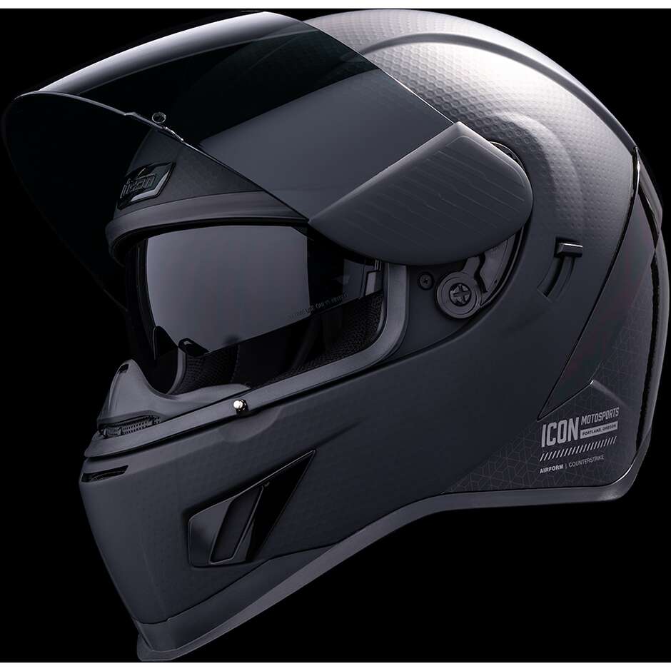 Integral Motorcycle Helmet Icon AIRFORM Dark Rubatone Black
