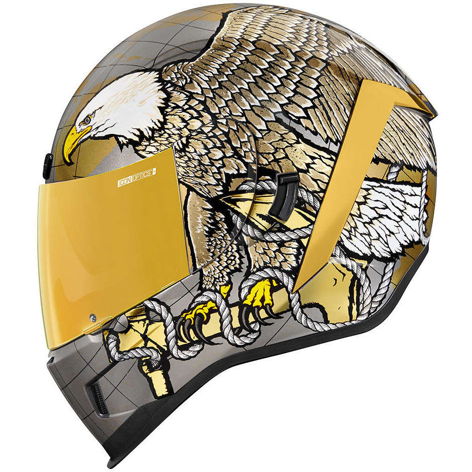 Integral Motorcycle Helmet Icon AIRFORM SEMPER FI Gold