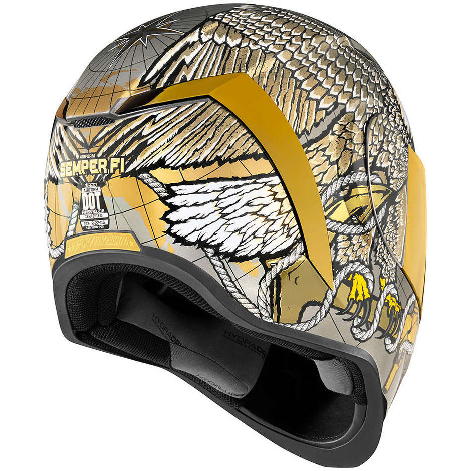 Integral Motorcycle Helmet Icon AIRFORM SEMPER FI Gold
