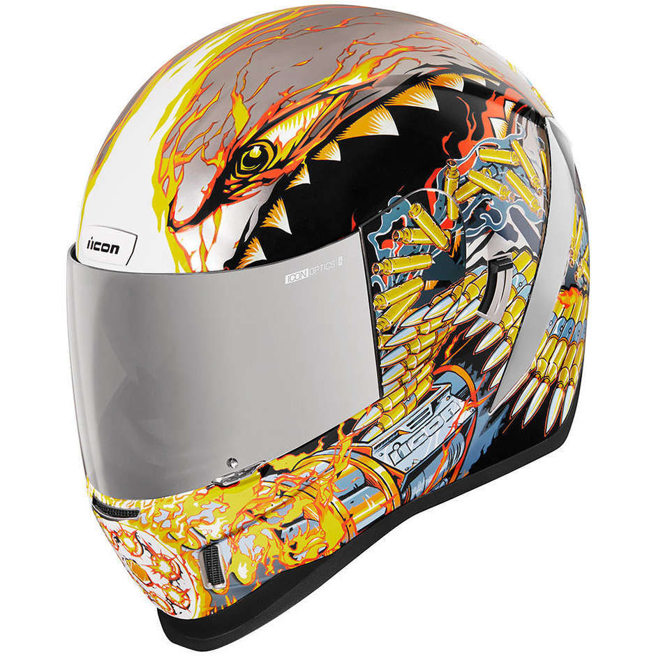 Integral Motorcycle Helmet Icon AIRFORM WARTHOG Sivler