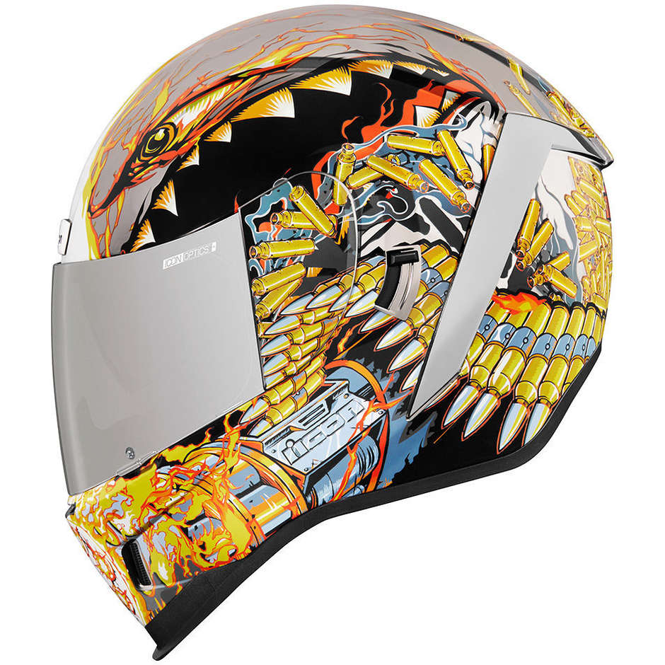 Integral Motorcycle Helmet Icon AIRFORM WARTHOG Sivler