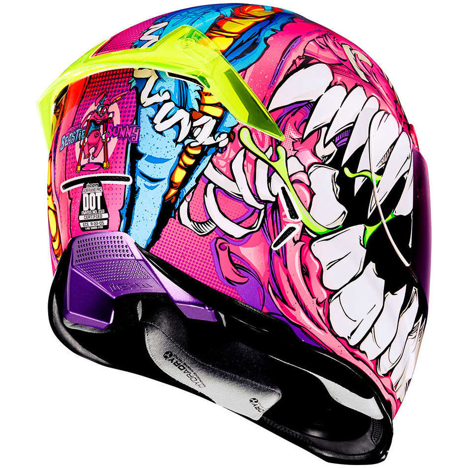 Integral Motorcycle Helmet Icon AIRFRAME PRO BEASTIE BUNNY Pink