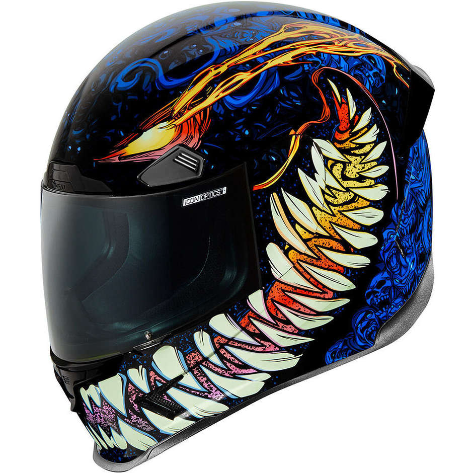 Integral Motorcycle Helmet Icon AIRFRAME PRO SOUL FOOD Blue