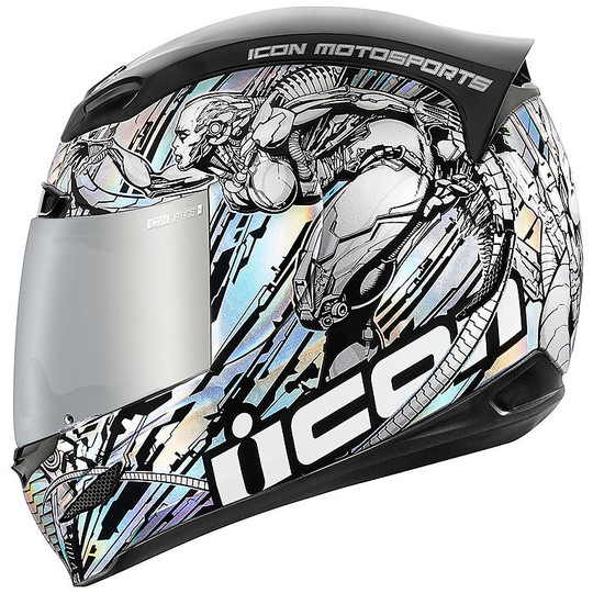 Integral Motorcycle Helmet Icon AIRMADA Mechanica Silver
