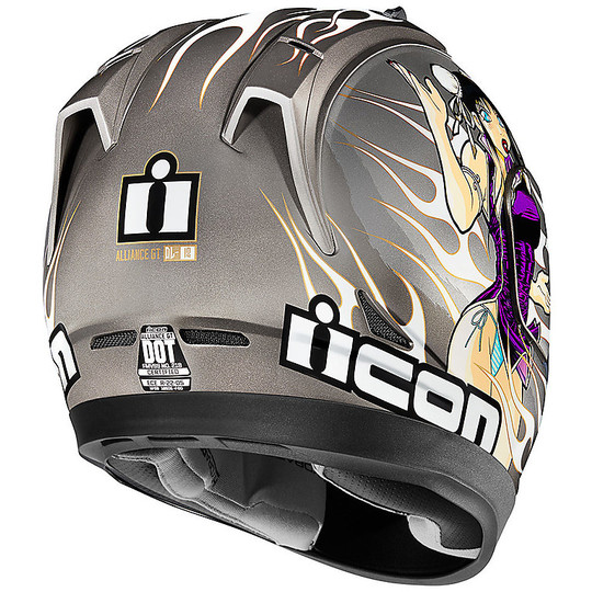 Integral Motorcycle Helmet Icon ALLIANCE GT DL18 Silver Limited Edition