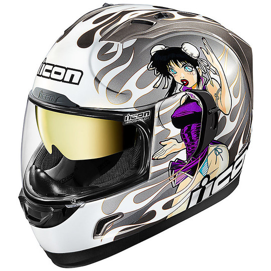 Integral Motorcycle Helmet Icon ALLIANCE GT DL18 Silver Limited Edition