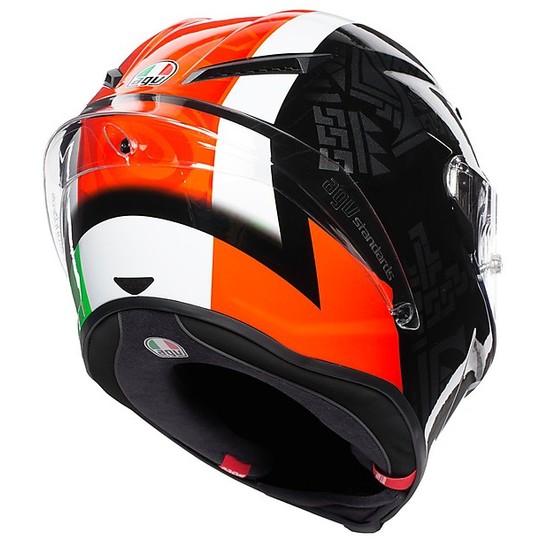 Integral Motorcycle Helmet in AGV Fiber R CORSA Multi CASANOVA Black Red Green