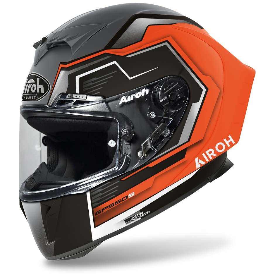 Integral Motorcycle Helmet in Airoh Fiber GP550 S Rush Matt Fluo Orange