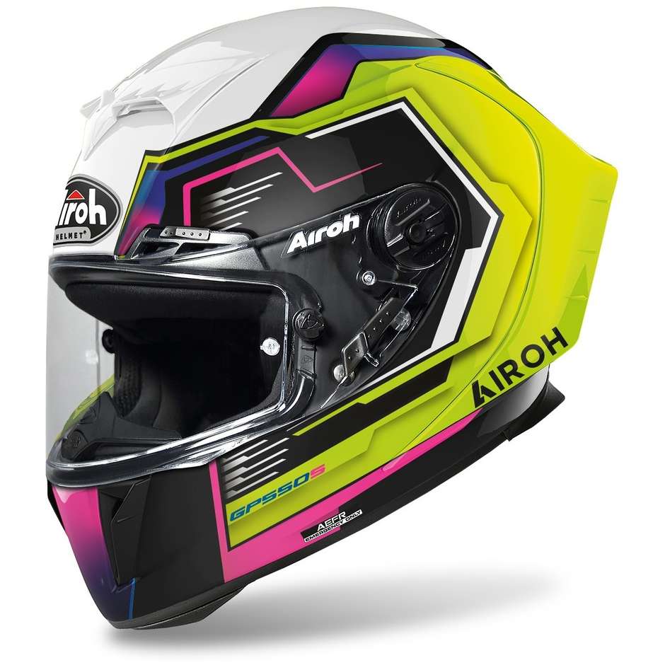 Integral Motorcycle Helmet in Airoh Fiber GP550 S Rush Multicolor