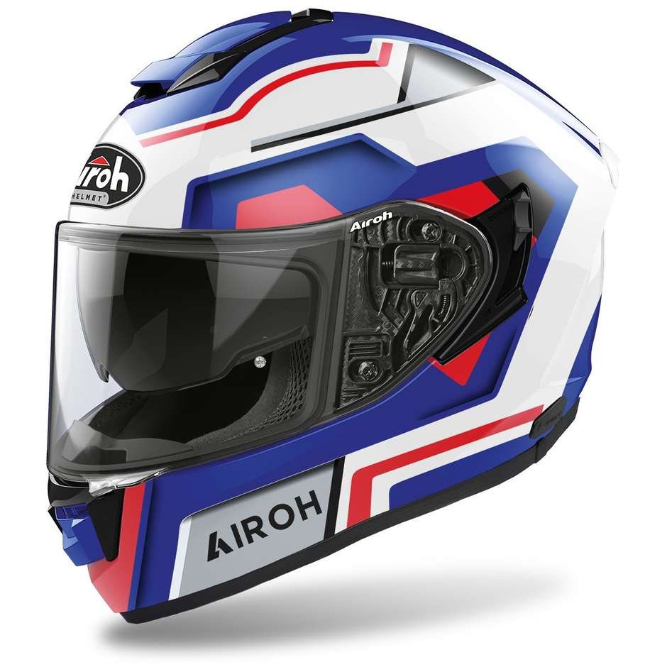 Integral Motorcycle Helmet in Airoh Fiber ST 501 Square Blue Red Glossy