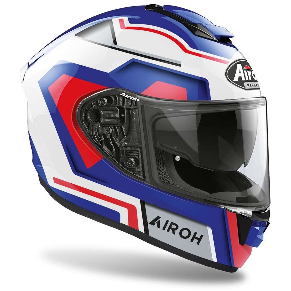 Integral Motorcycle Helmet in Airoh Fiber ST 501 Square Blue Red Glossy