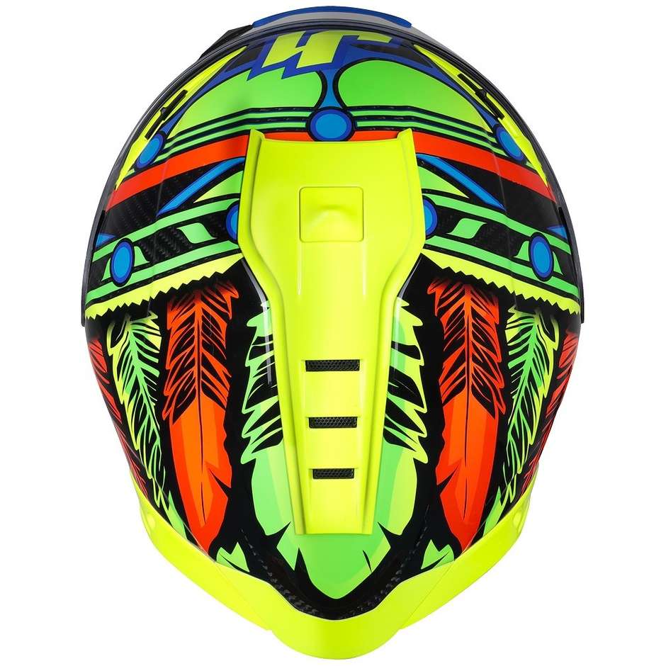 Integral Motorcycle Helmet In Carbon Just1 J-GPR TRIBE Blue Yellow Fluo Carbon