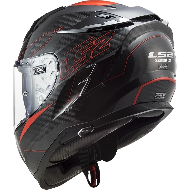 Integral Motorcycle Helmet In Carbon Ls2 FF327 CHALLENGER C Fold Red