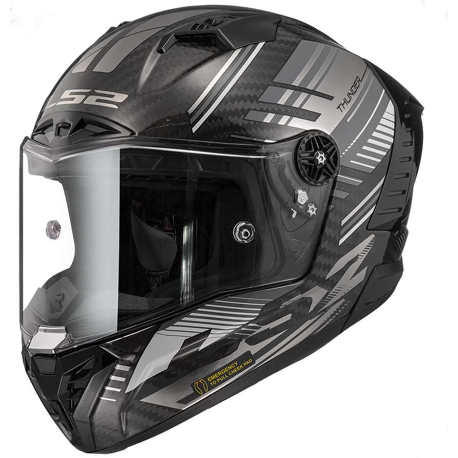 Integral Motorcycle Helmet In Carbon Ls2 FF805 THUNDER C VOLT Black Glossy Gray -06