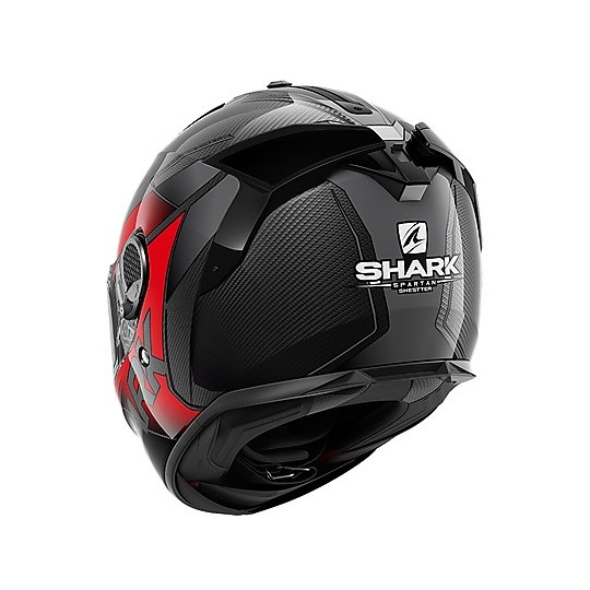 Integral Motorcycle Helmet in Carbon Shark SPARTAN GT CARBON Shestter Black Red
