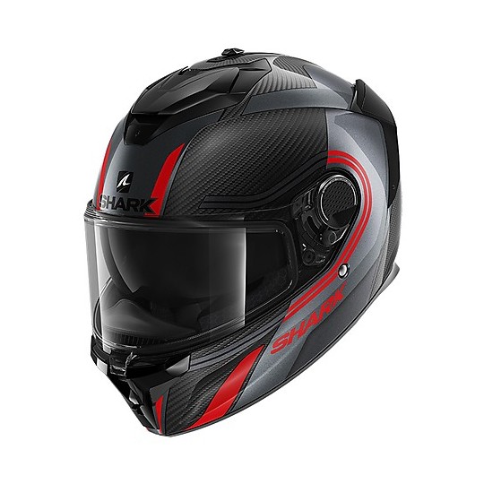 Integral Motorcycle Helmet in Carbon Shark SPARTAN GT CARBON Tracker Black Red