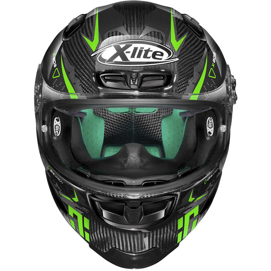 Integral Motorcycle Helmet in Carbon X-Lite X-803 Ultra Carbon DARKO 067 Green