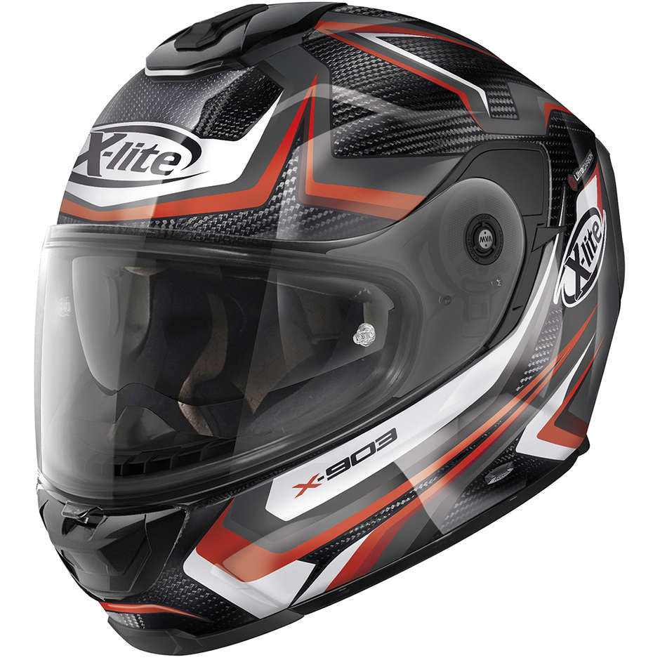 Integral Motorcycle Helmet in Carbon X-Lite X-903 UC N-Com WARMFLASH 063 Red