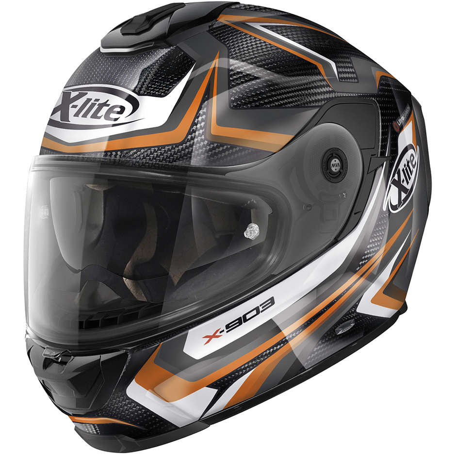 Integral Motorcycle Helmet in Carbon X-Lite X-903 UC N-Com WARMFLASH 065 Orange